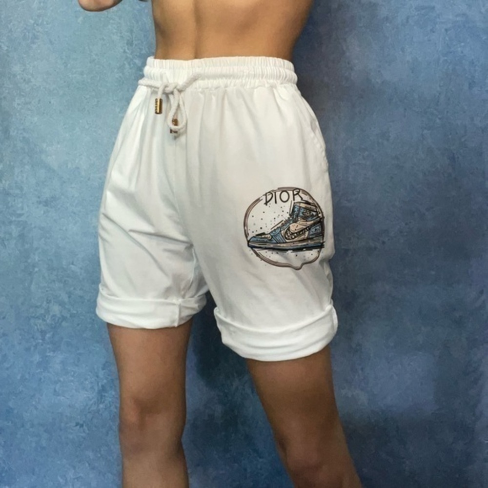 Christian Dior Nike White High Rise drawstring Sweatshorts